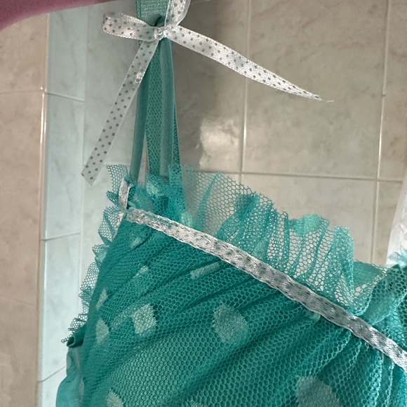 NWT Rene Rofe Teal Babydoll T-String 2 Piece Set - Picture 12 of 13